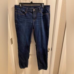 JCP Jeans 14 32 Skinny Ankle Dark Blue Stretch Denim Flaw JC Penney